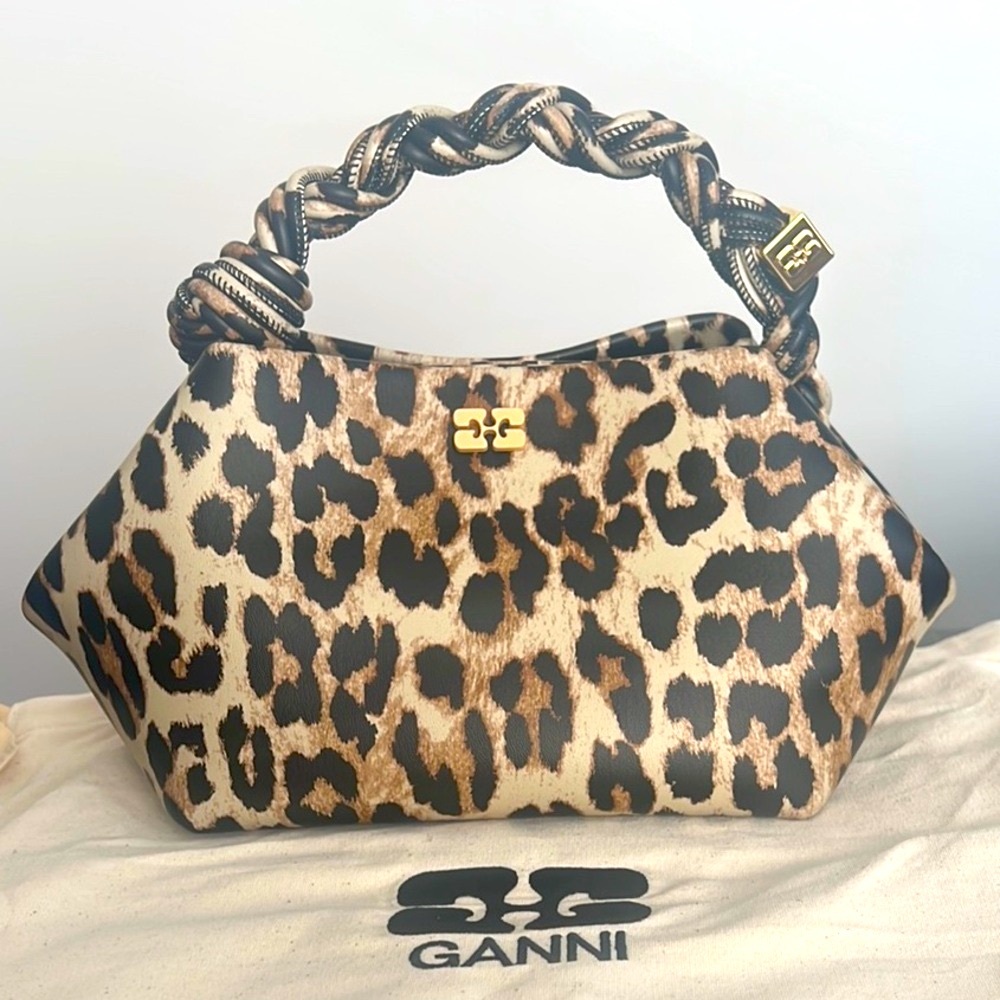Ganni Bou Brown Leopard Print Bag